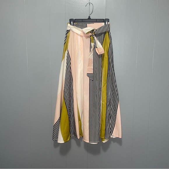 Modcloth x Collectif Eva Juicy Pink and Green Stripes Swing Skirt XXS - Picture 2 of 9
